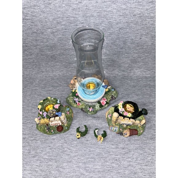 Garden Happy Spring Candle Holders Centerpiece ~ Easter Bunnies Pot Watering Can - Picture 2 of 16